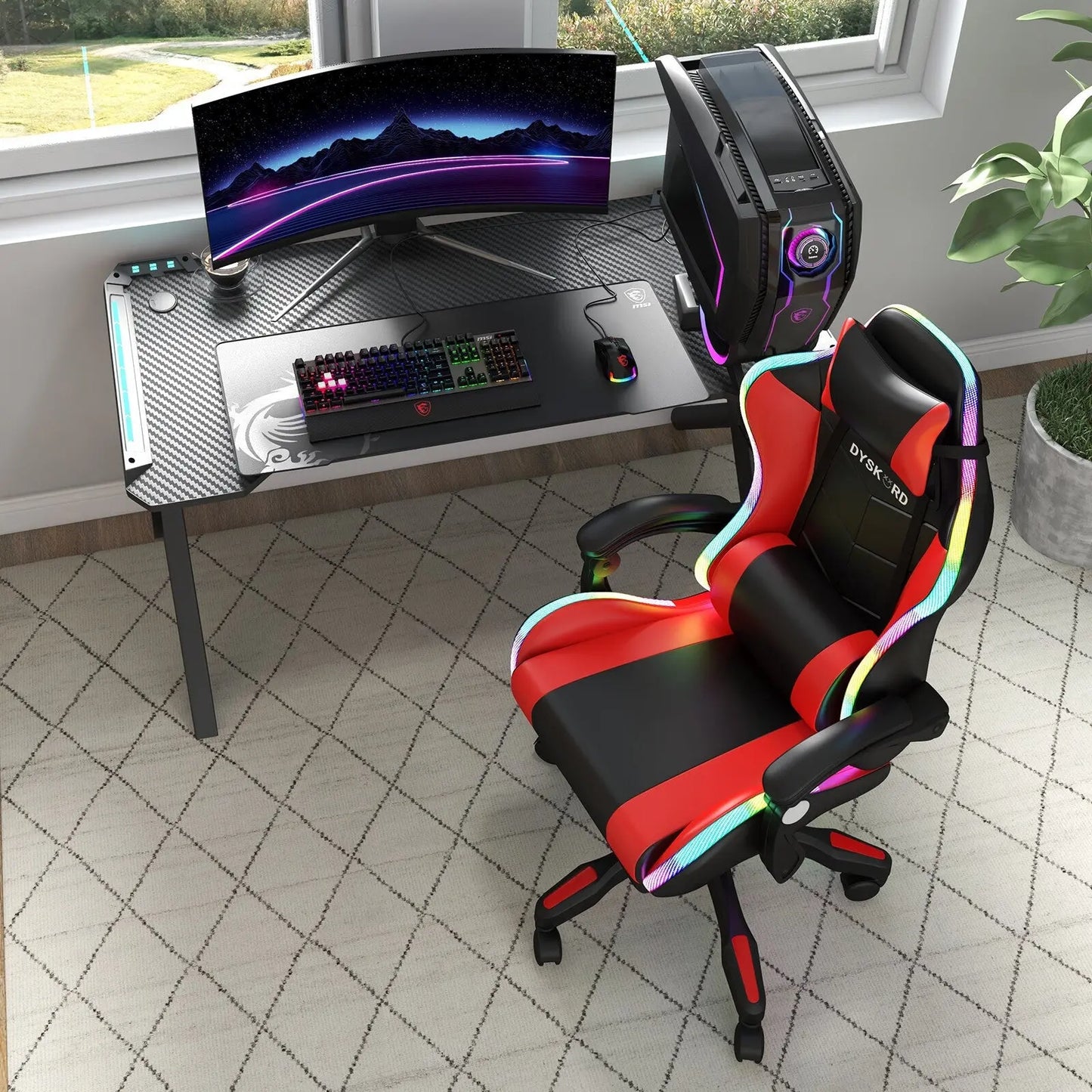 Dyskord Gaming Chair And Dyskord Desk Gaming Package Set - Myzenhome