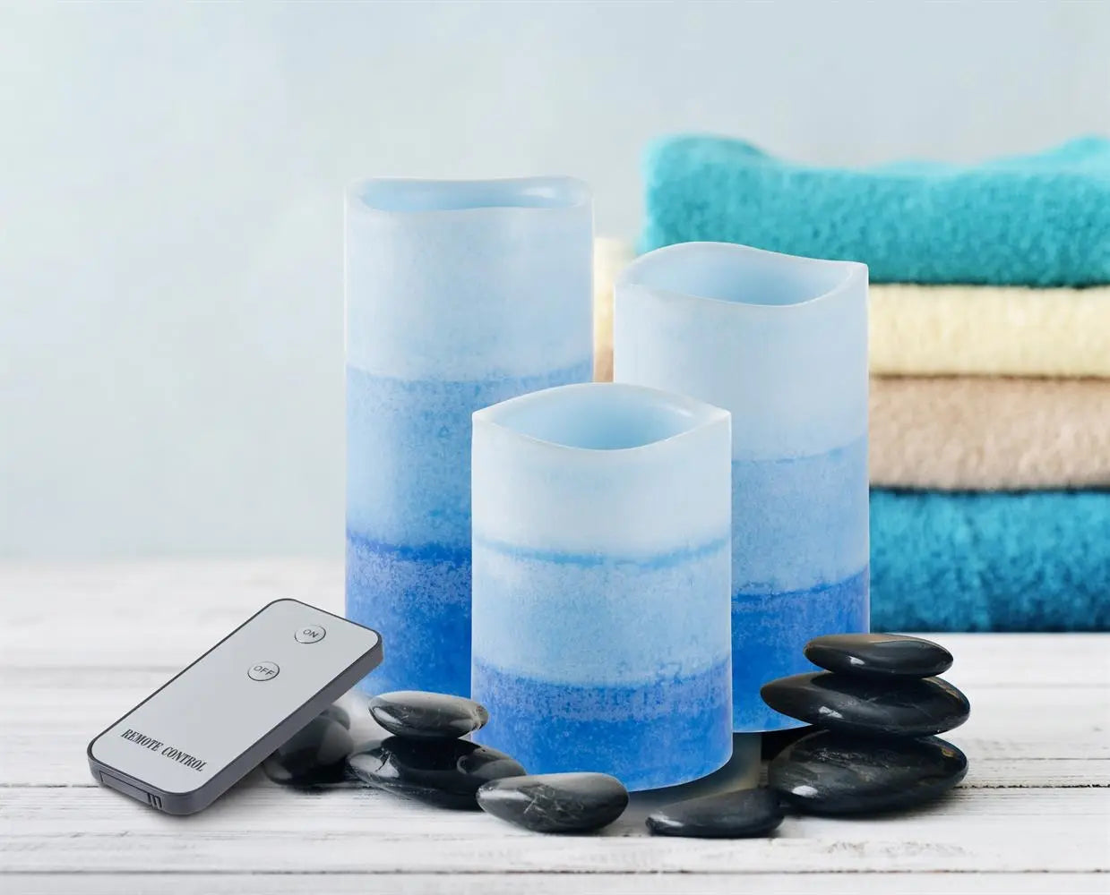 Led Candles 3 Pack with Remote Control - Ocean Breeze Scent Myzenhome