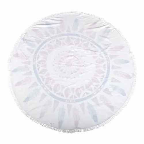 Milano round beach towel with tassels print 140 350 gsm microfibre blanket Milano Decor
