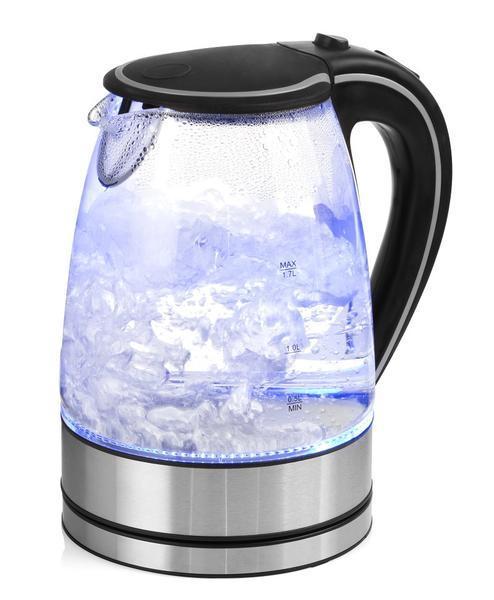 Kitchen Couture Cool Touch Stainless Steel LED Glass Kettle 1.7L In Clear