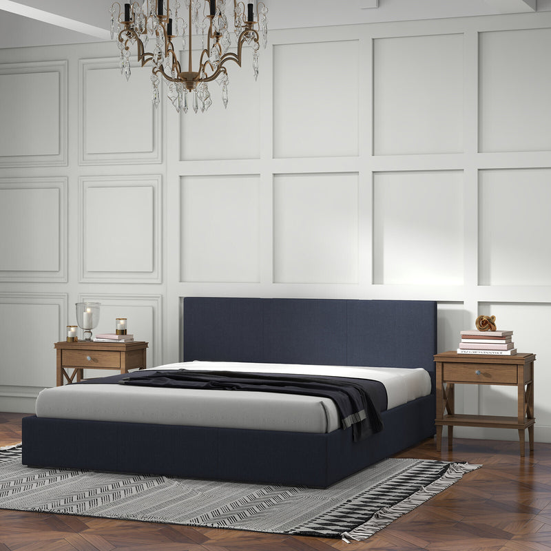 Milano Luxury Gas Lift Bed Frame Base And Headboard With Storage