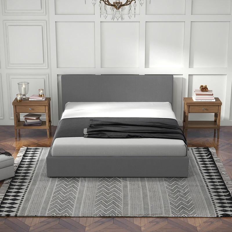 Milano Sienna Luxury Bed Frame Base And Headboard Solid Wood Padded Fabric