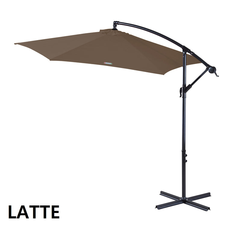 Milano Outdoor 3 Metre Cantilever Umbrella UV Sunshade Garden Patio Deck