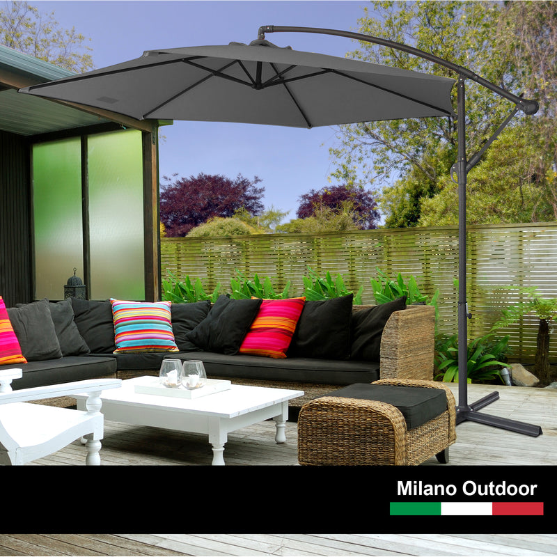 Milano Outdoor 3 Metre Cantilever Umbrella UV Sunshade Garden Patio Deck