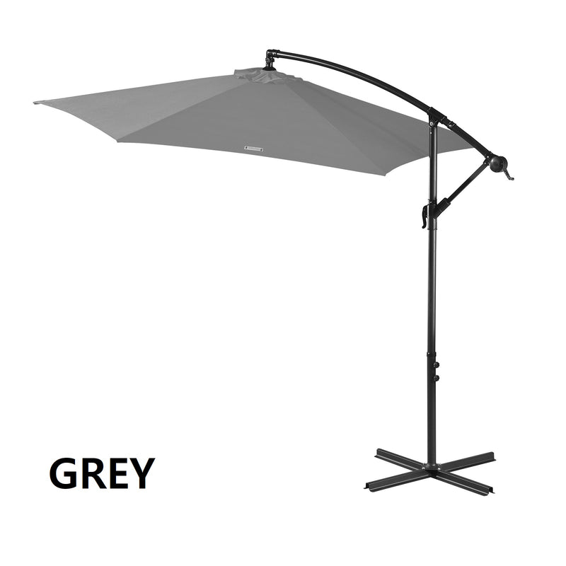 Milano Outdoor 3 Metre Cantilever Umbrella UV Sunshade Garden Patio Deck