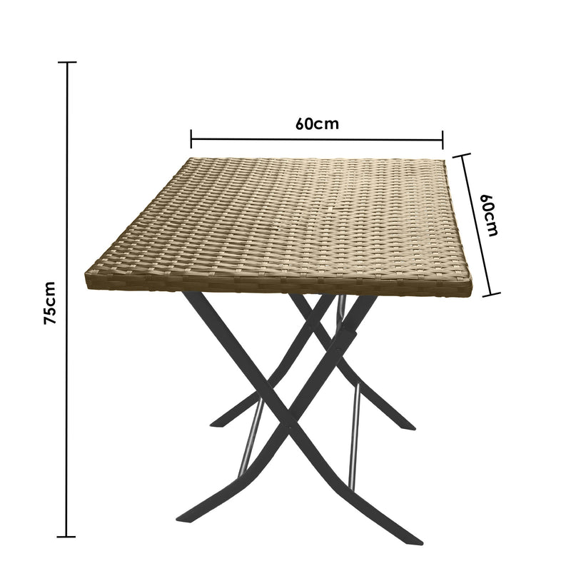 Arcadia Furniture Outdoor Foldable Rattan Coffee Table Set Garden Patio