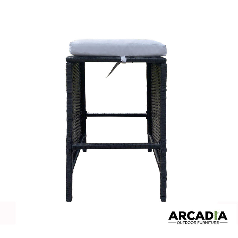 Arcadia Furniture Outdoor 5 Piece Bar Table Set Rattan and Cushions Patio Dining