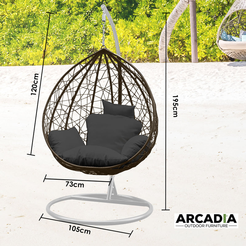 Arcadia Furniture Rocking Egg Chair Outdoor Wicker Rattan Patio Garden Tear Drop