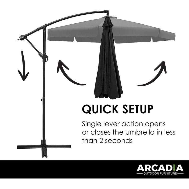 Arcadia Furniture 3M Outdoor Umbrella Cantilever Garden Beach Patio Pool