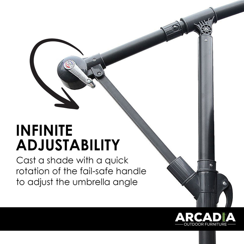 Arcadia Furniture 3M Outdoor Umbrella Cantilever Garden Beach Patio Pool