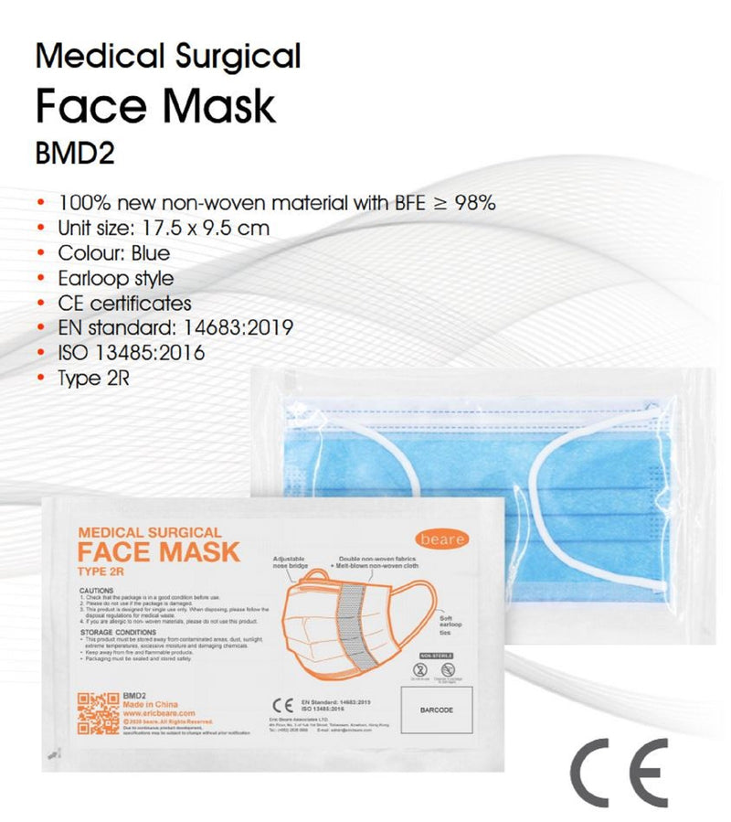 Face Masks Type 2R Medical Disposable BMD2