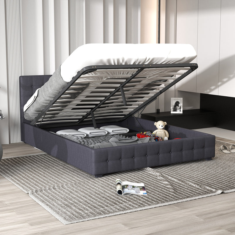 Milano Decor Eden Gas Lift Bed With Headboard Platform Storage Fabric - Myzenhome