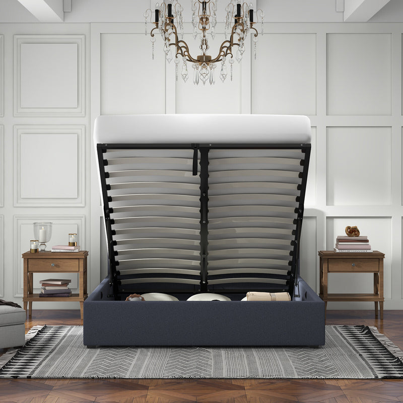 Milano Luxury Gas Lift Bed Frame Base And Headboard With Storage