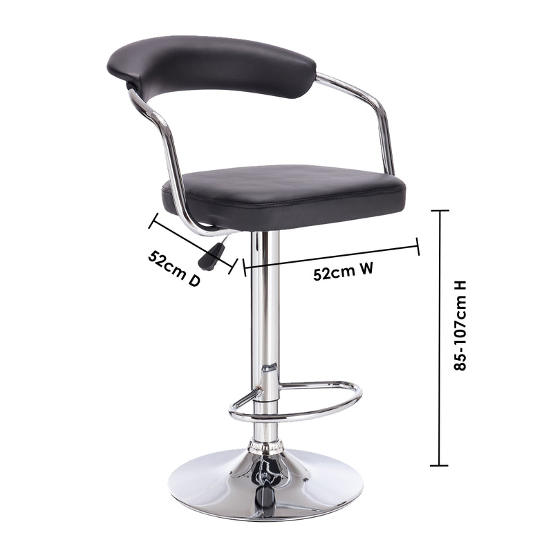 Milano Decor Lola Adjustable Barstool Swivel Stool Chrome PU Leather