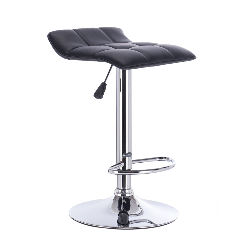 Milano Decor Daisy Adjustable Barstool Low Back Swivel Chrome PU Leather