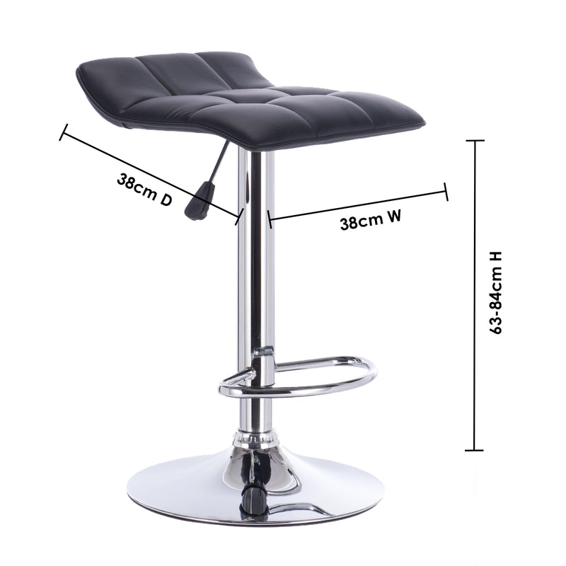 Milano Decor Daisy Adjustable Barstool Low Back Swivel Chrome PU Leather