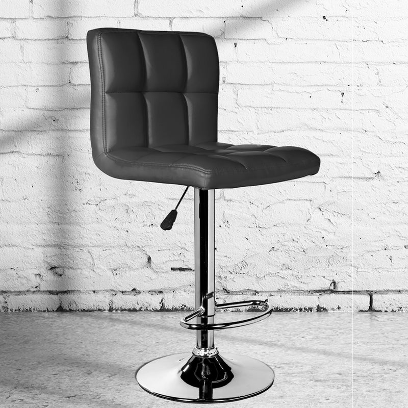 Milano Decor Stella Adjustable Barstool High Back Chrome PU Leather Swivel