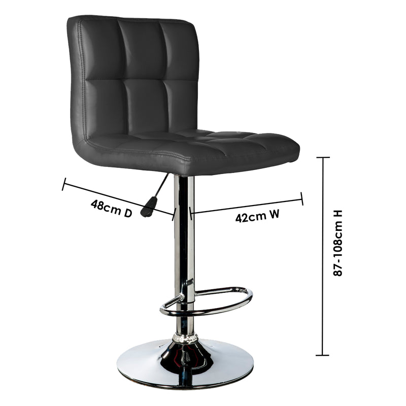 Milano Decor Stella Adjustable Barstool High Back Chrome PU Leather Swivel