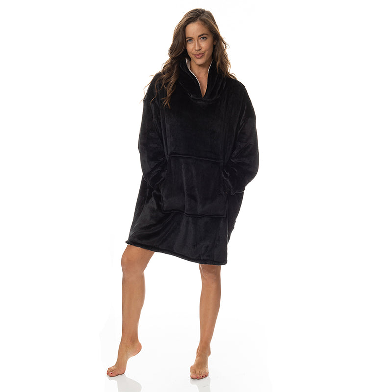 Royal Comfort Snug Hoodie Nightwear Super Soft Reversible Fleece 750GSM