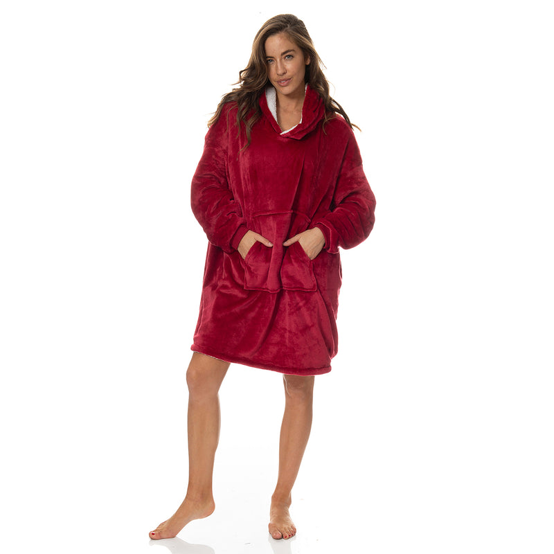 Royal Comfort Snug Hoodie Nightwear Super Soft Reversible Fleece 750GSM