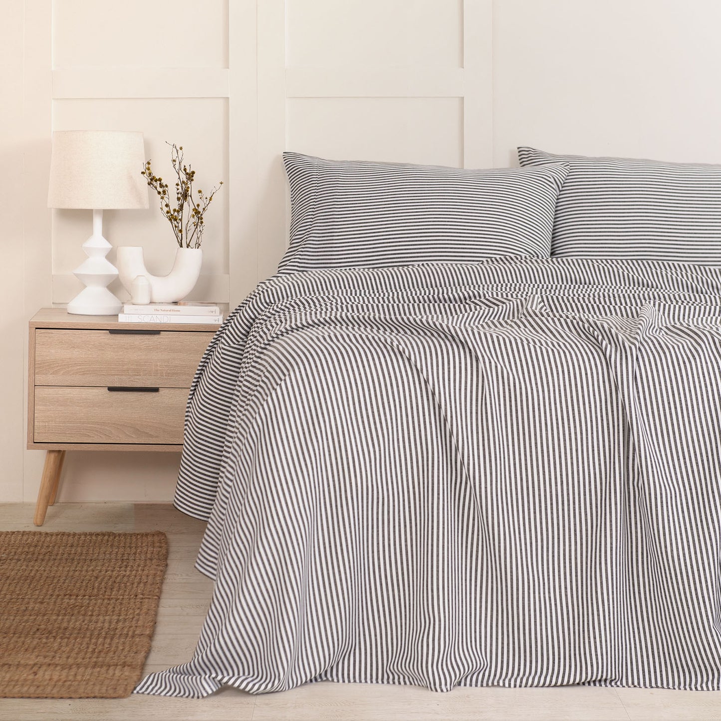 Royal Comfort Stripes Linen Blend Sheet Set Bedding Luxury Breathable Ultra Soft - Myzenhome