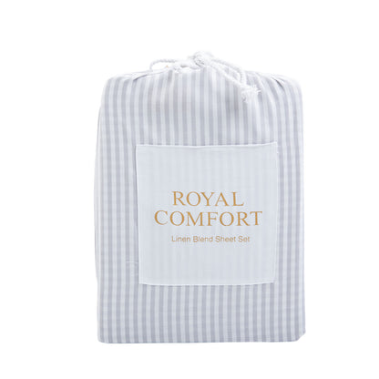 Royal Comfort Stripes Linen Blend Sheet Set Bedding Luxury Breathable Ultra Soft - Myzenhome