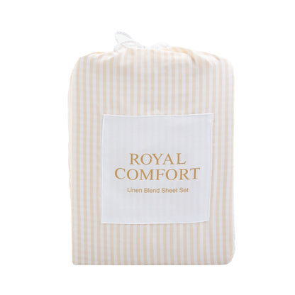 Royal Comfort Stripes Linen Blend Sheet Set Bedding Luxury Breathable Ultra Soft - Myzenhome