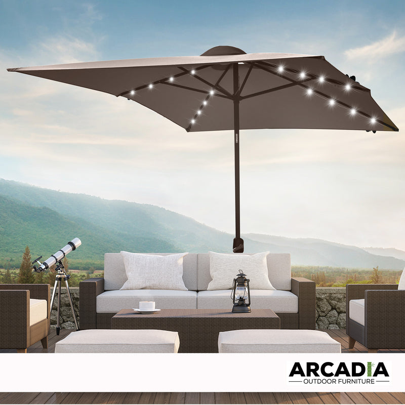 Arcadia Furniture Umbrella 3 Metre Umbrella with Solar LED Lights Garden Yard