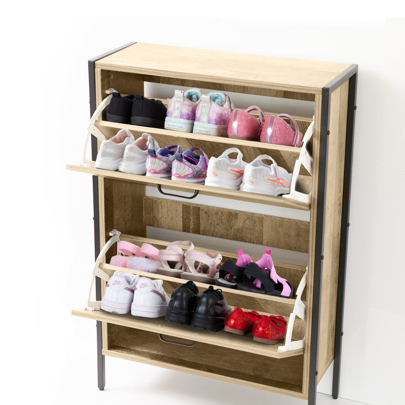 Milano Decor 12 Pair Wooden Shoe Cabinet Drawer Storage