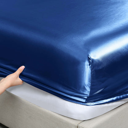 Royal Comfort Satin Sheet Set 3 Piece Fitted Sheet Pillowcase Soft Silky Smooth - Myzenhome