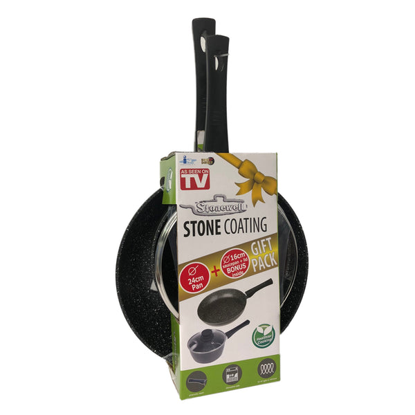 Stonewell 2 Piece 24cm Pan + 16cm Pot Set Kitchen Non Stick Cookware