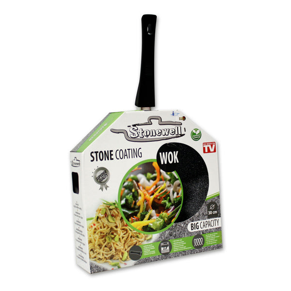 Stonewell 30cm Wok Kitchen Non Stick Cookware Stone