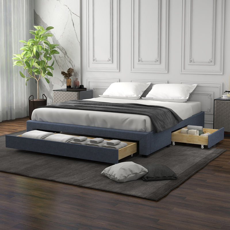 Milano Decor Palermo Bed Base with Drawers Upholstered Fabric Wood