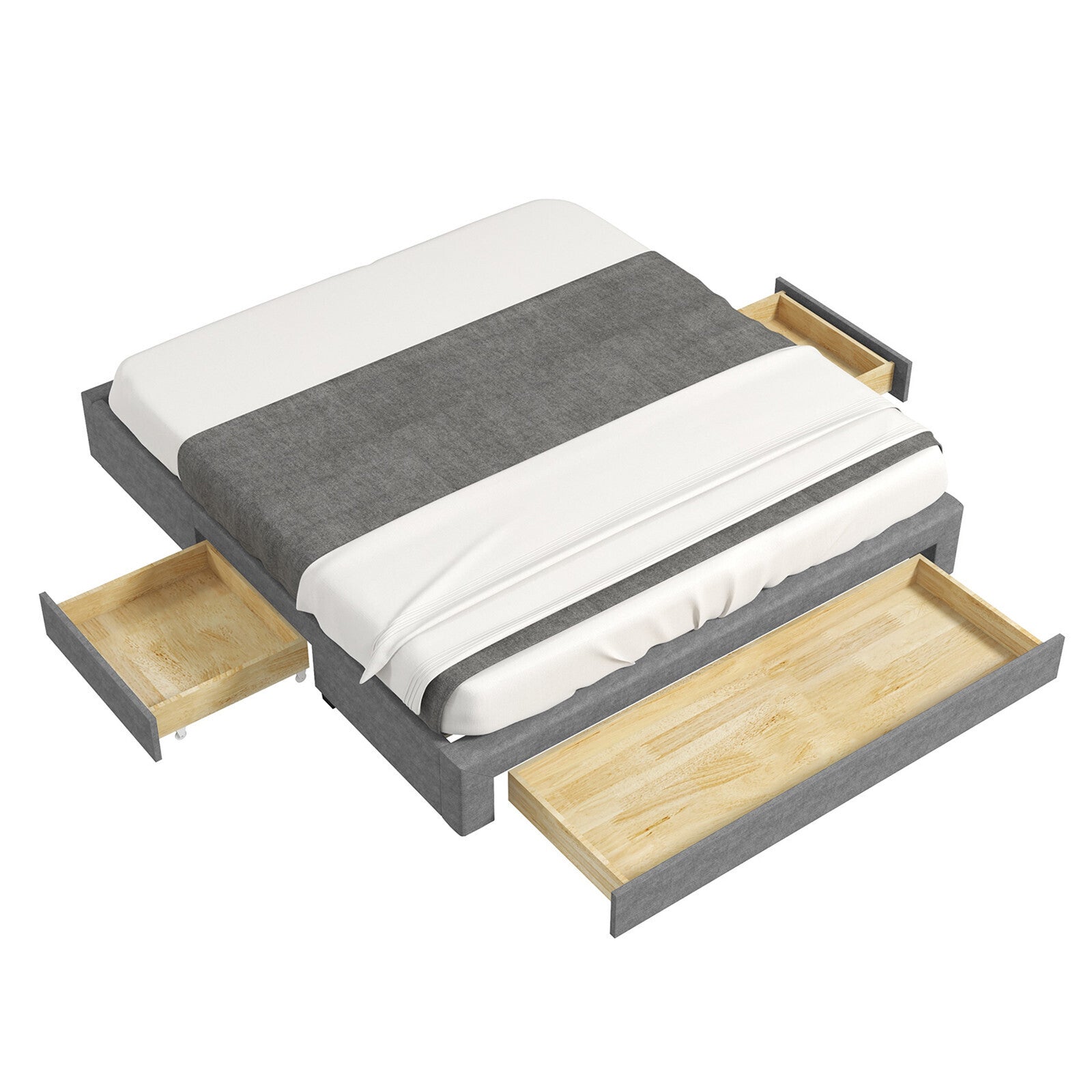 Milano Decor Palermo Bed Base with Drawers Upholstered Fabric Wood - Myzenhome