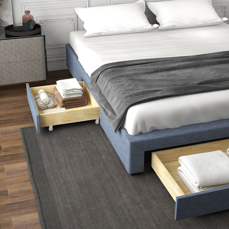 Milano Decor Palermo Bed Base with Drawers Upholstered Fabric Wood