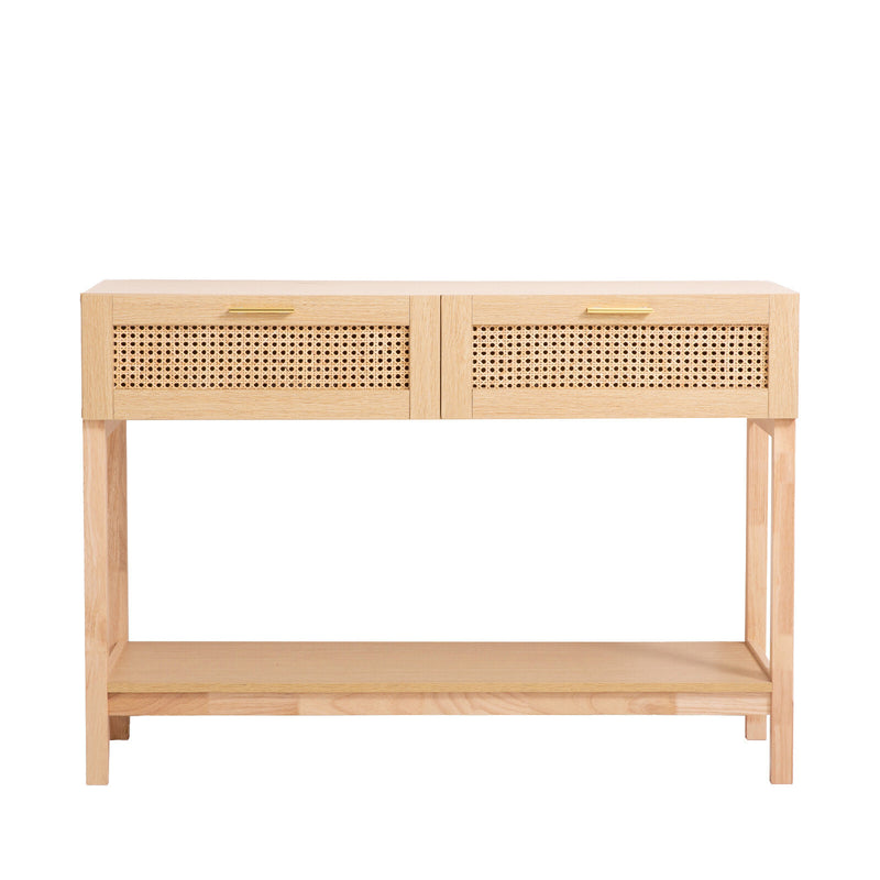 Casa Decor Santiago Rattan Console Table Entry Table Storage Hallway Wood