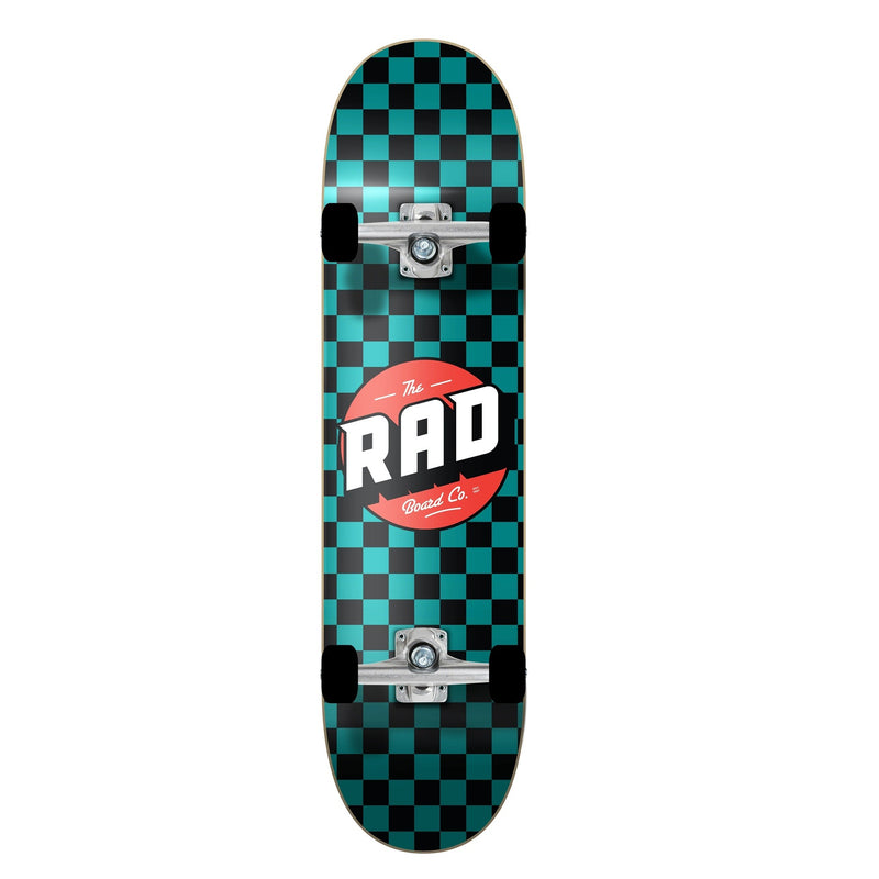 RAD Complete Crew Skateboard Checkers Black Teal 7.25" - Myzenhome