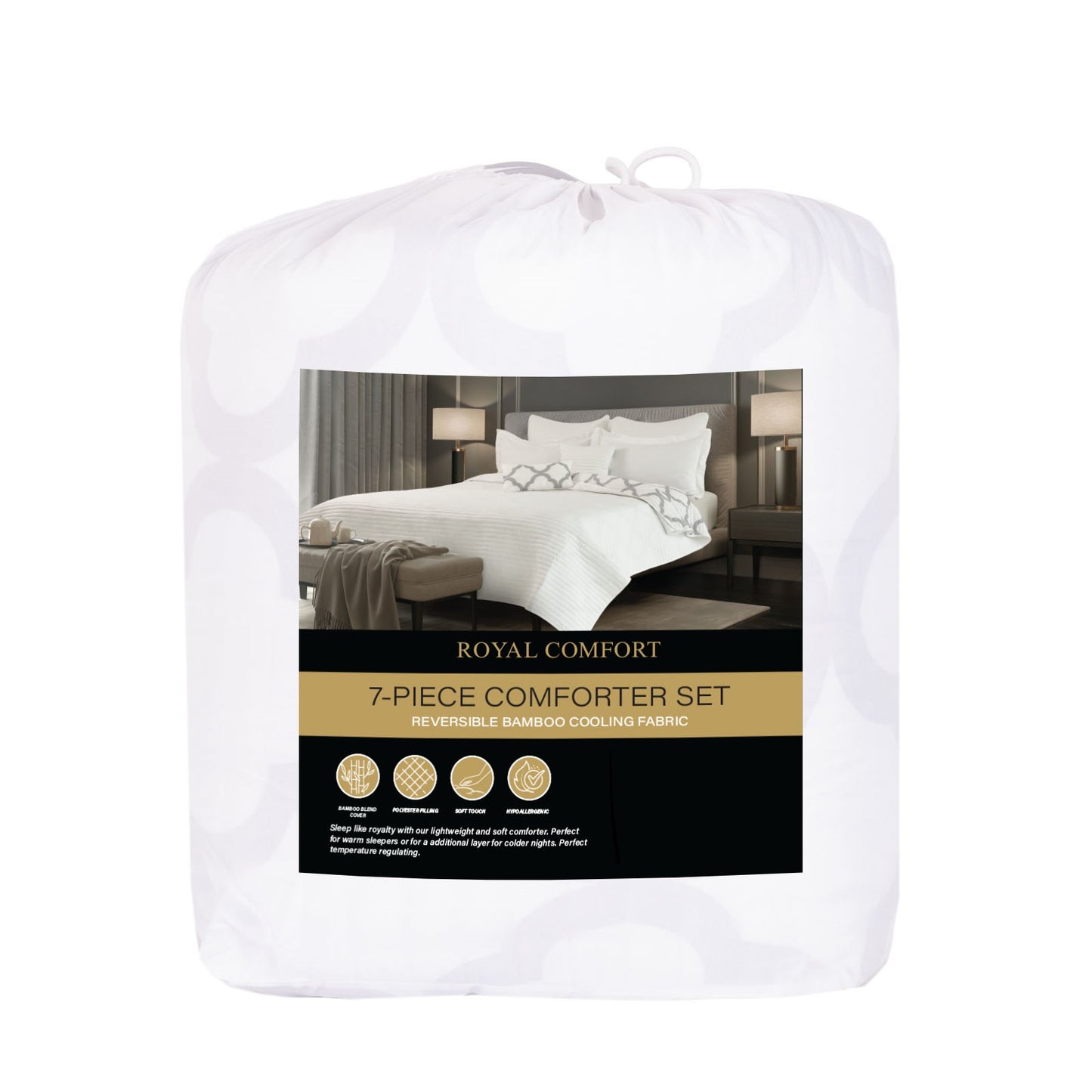 Royal Comfort Bamboo Cooling Reversible 7 Piece Comforter Set Bedspread - Myzenhome