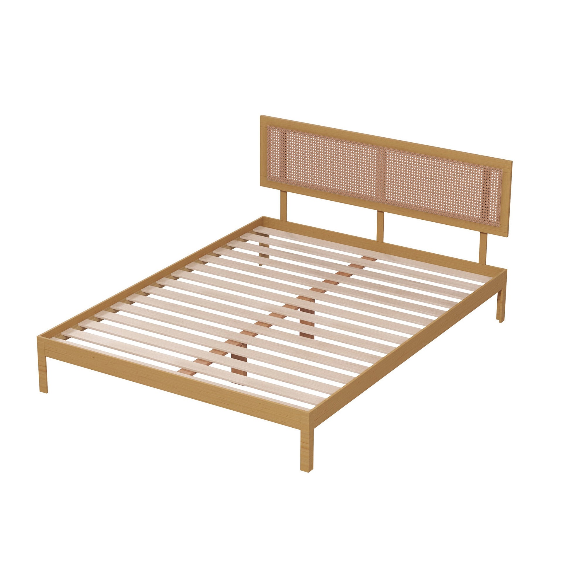 Casa Decor Santiago Platform Bed Rattan Bed Head Solid Wooden Frame - Myzenhome