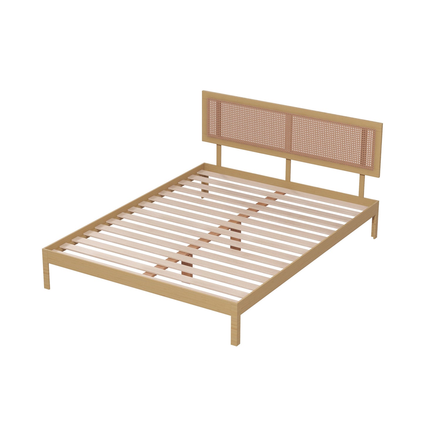 Casa Decor Santiago Platform Bed Rattan Bed Head Solid Wooden Frame - Myzenhome