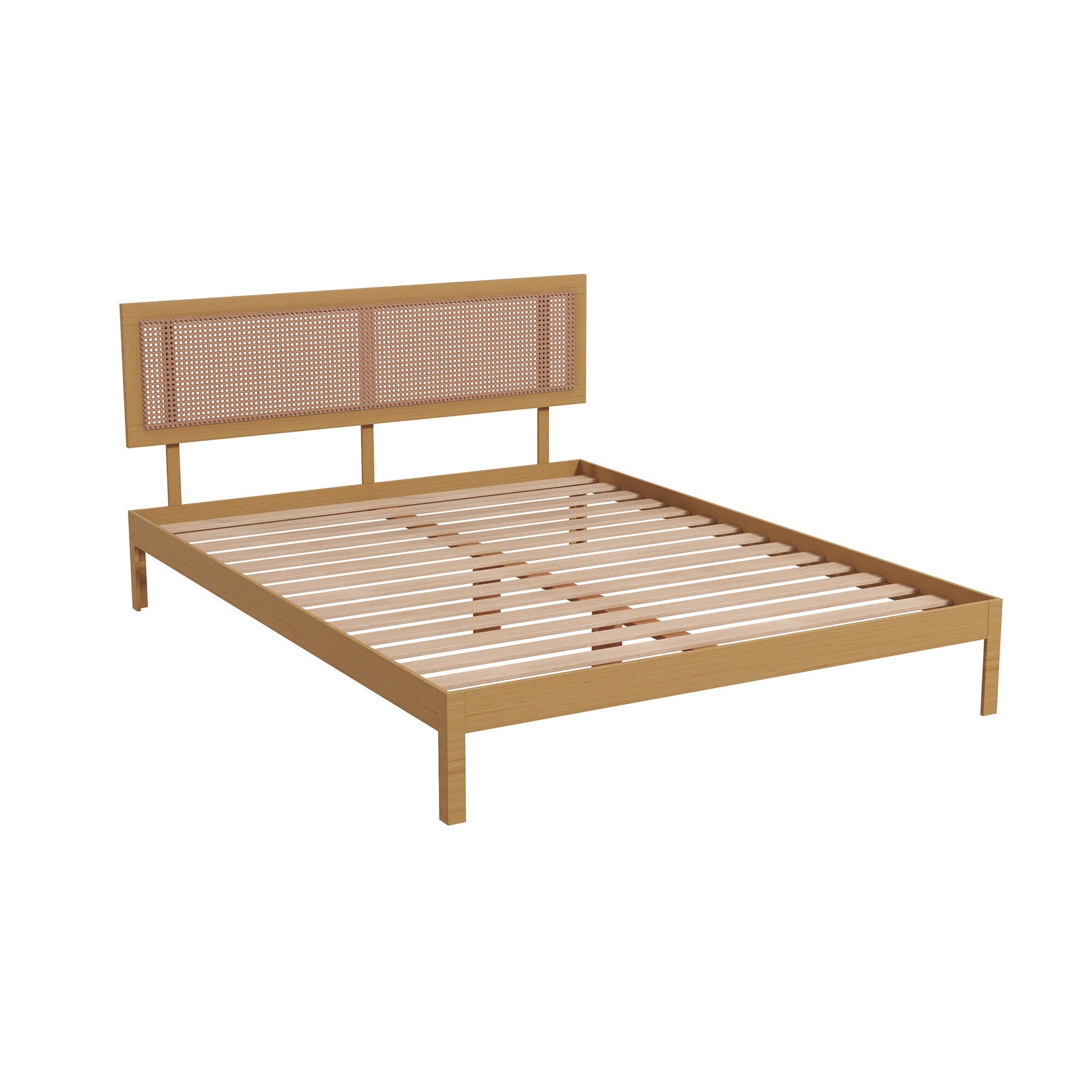 Casa Decor Santiago Platform Bed Rattan Bed Head Solid Wooden Frame - Myzenhome