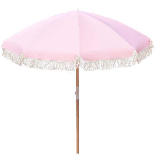 Havana Outdoors Beach Umbrella Portable 2 Metre Fringed Garden Sun Shade Shelter - Myzenhome