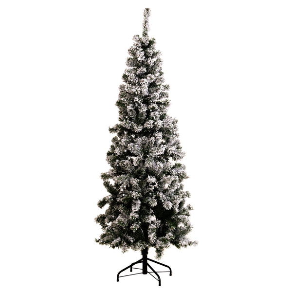 Santa's Helper Snowed Christmas Slim Tree With 200 LED Lights 180cm