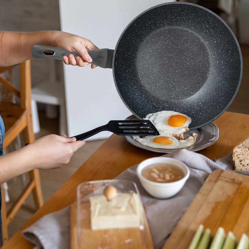 Stone Chef Forged Wok Non Stick Cookware Kitchen Grey Handle