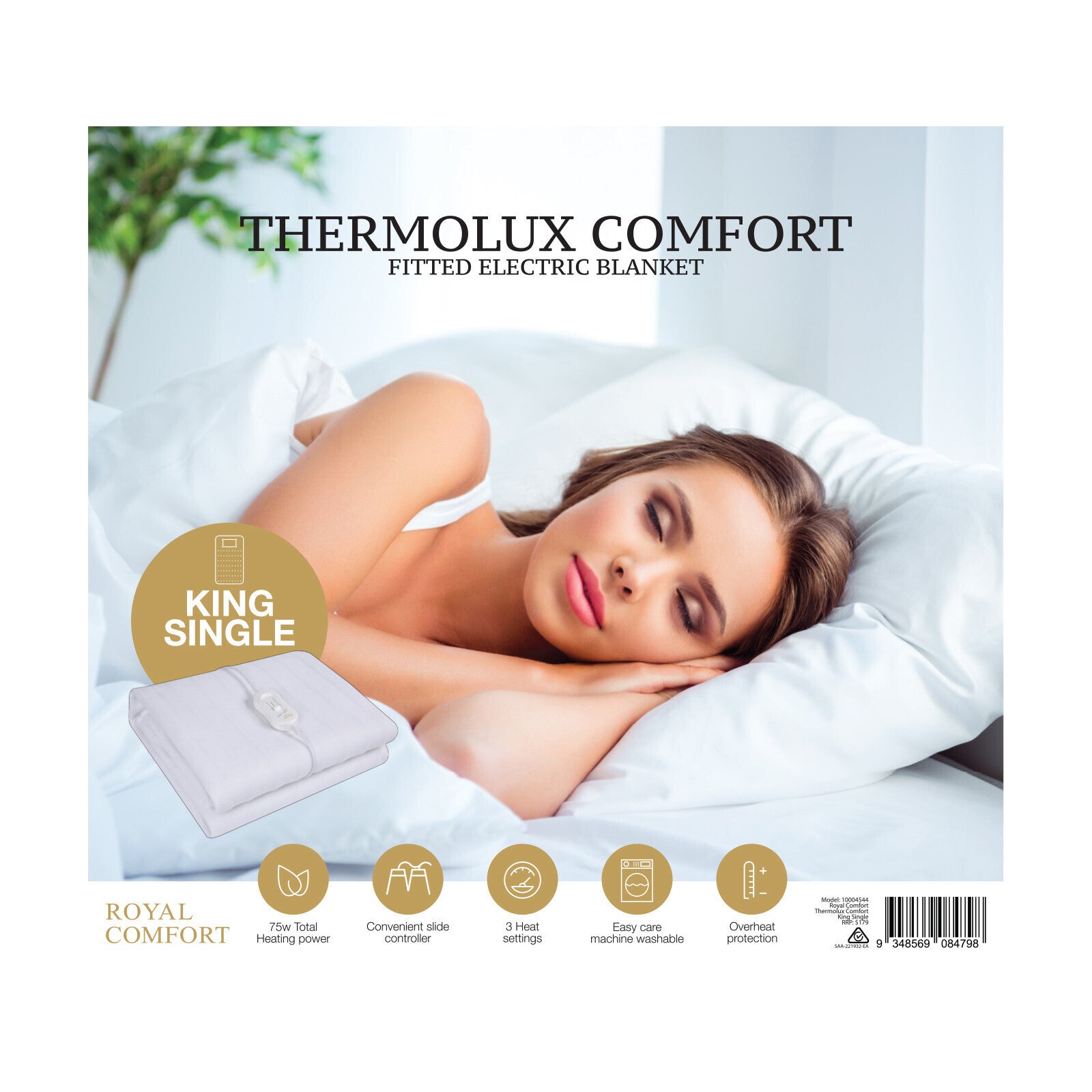 Royal Comfort Thermolux Comfort Electric Blanket Fully Fitted Washable - Myzenhome