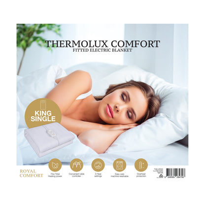 Royal Comfort Thermolux Comfort Electric Blanket Fully Fitted Washable - Myzenhome