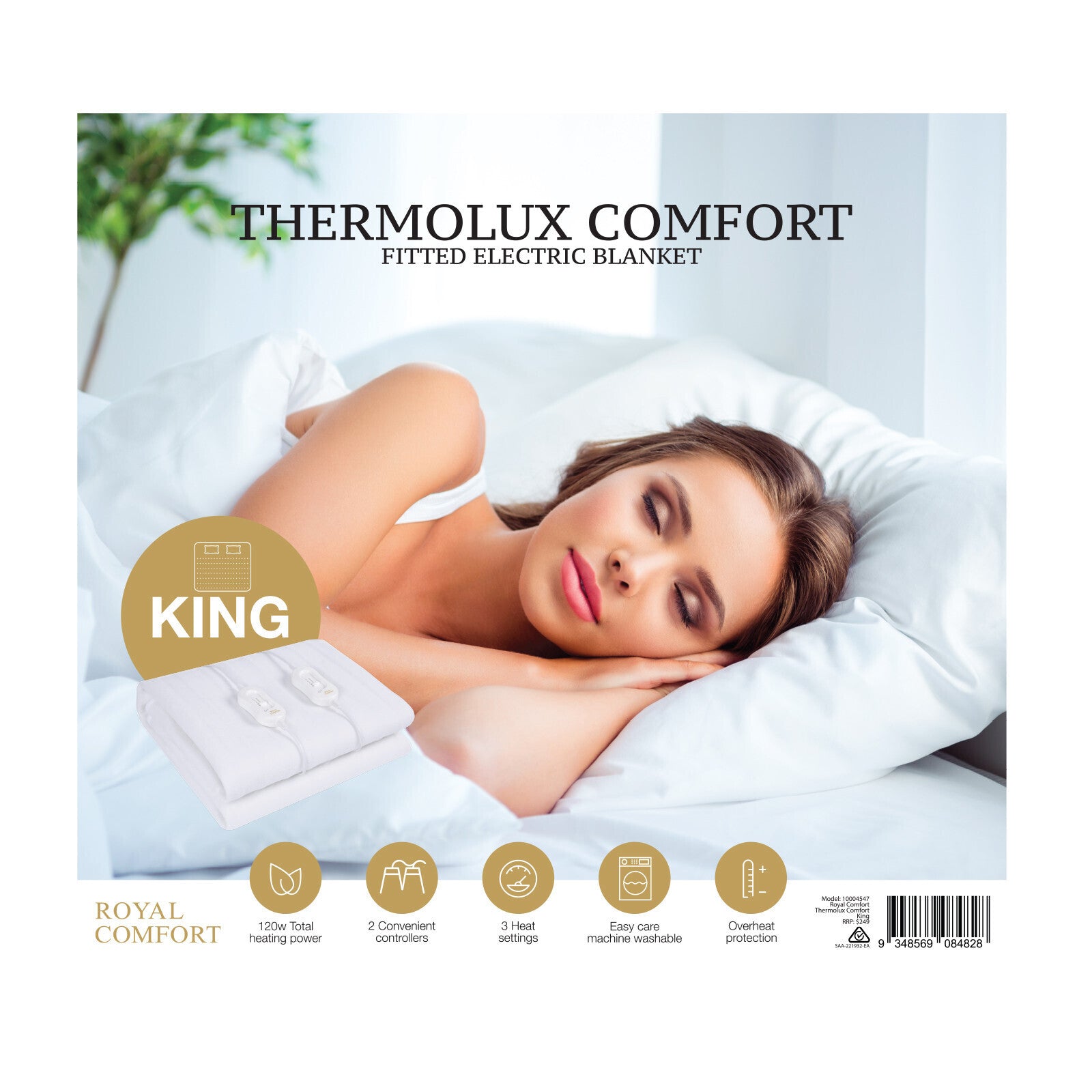 Royal Comfort Thermolux Comfort Electric Blanket Fully Fitted Washable - Myzenhome