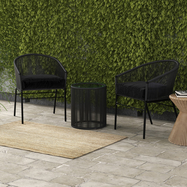 Arcadia Furniture 3 Piece Outdoor Patio Set Weather Resistant Stylish Black