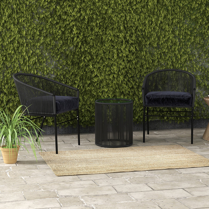 Arcadia Furniture 3 Piece Outdoor Patio Set Weather Resistant Stylish Black