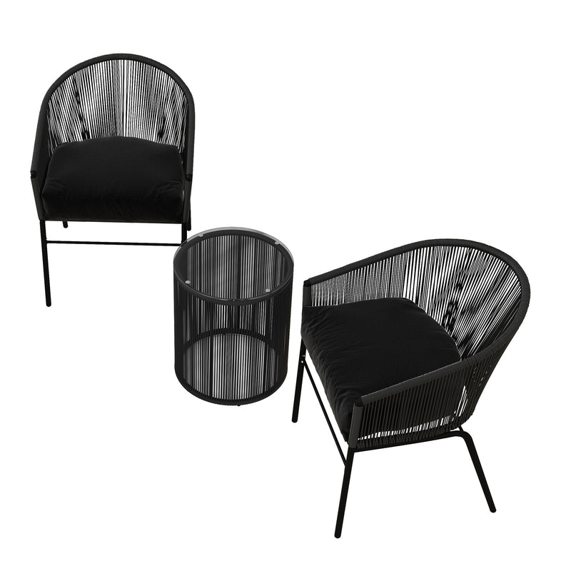 Arcadia Furniture 3 Piece Outdoor Patio Set Weather Resistant Stylish Black